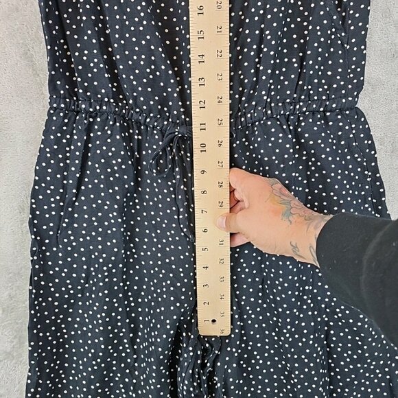 Tommy Bahama Sea Swell Linen Blend Cropped Jumpsuit Womens M Black Polka Dot - Picture 9 of 10